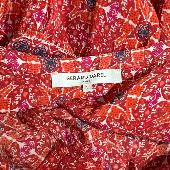 Gerard Darel Paris Colette Printed Split Neck Blouse [45] - Picture 7 of 8